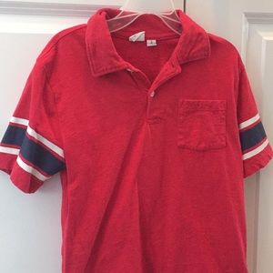 Gap Kids Red Polo Shirt w/ Navy White Stripes M 8